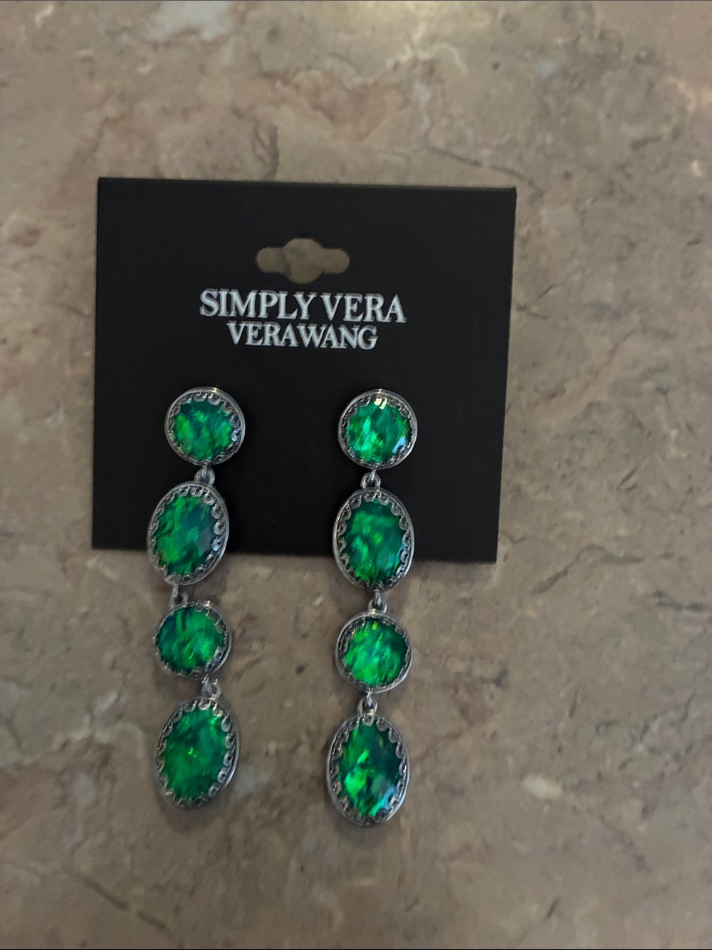 Simply Vera Vera Wang Green Faceted Multi-Drop Earrings